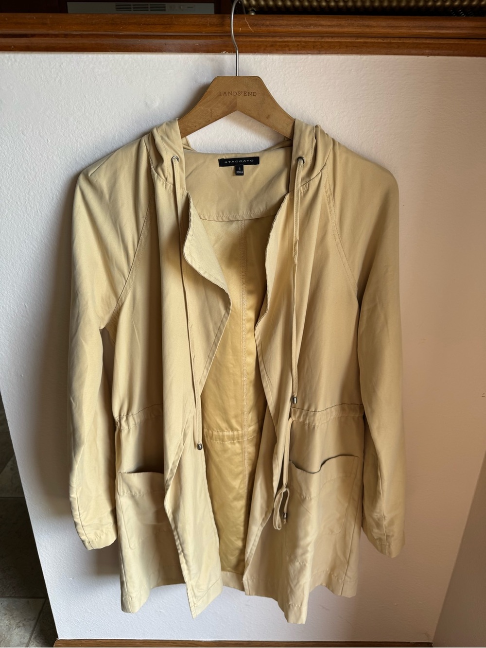 Staccato Light Yellow Hooded Trench Coat